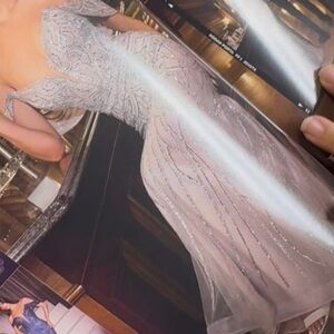 Elegant Silver Evening Gown